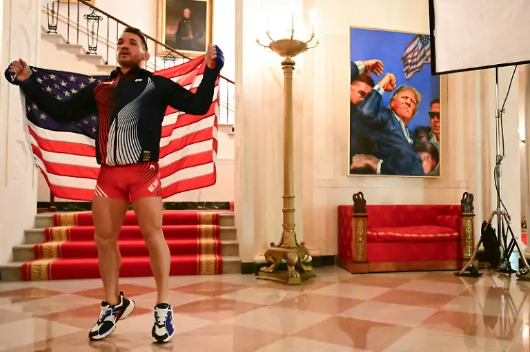 US-President-Donald-Trump-hosts-UFC-Freedom-250-at-the-White-House-Michael-Chandler-of-the-USA-waits-in-the-Grand-Foyer-of-the-White-House-before-his-lightweight-bout-against-Mauricio-Ruffy-of-Brazil-at-the-UFC-Freedom-250-mixed-martial-arts-event-in-Washington-DC-USA-14-June-2026-The-event-is-taking-place-on-the-80th-birthday-of-US-President-Donald-Trump