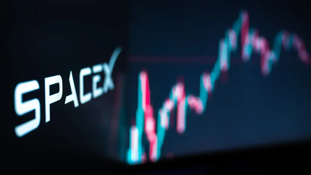 Das-Logo-des-US-amerikanischen-Raumfahrt-Telekommunikations-und-KI-Unternehmen-SpaceX-ist-auf-dem-Display-eines-MacBooks-vor-einem-Kerzenchart-der-SpaceX-Aktie-auf-Trading-View-zu-sehen