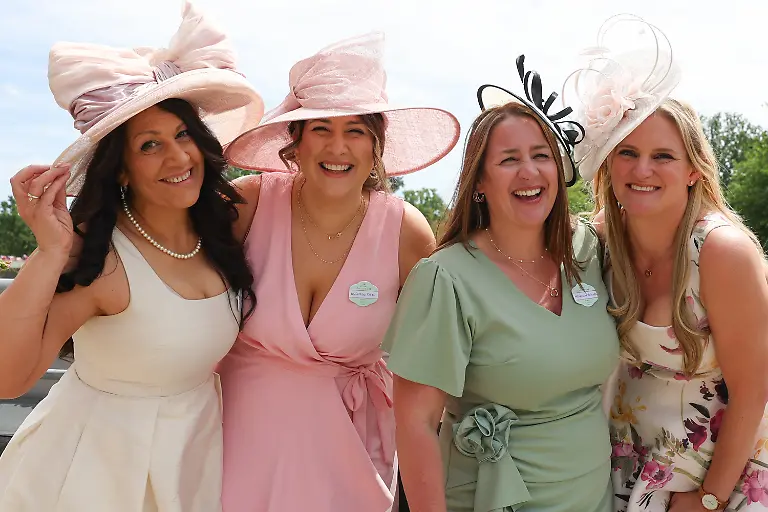 June-16-2026-Ascot-Berkshire-UK-Ascot-UK-Kim-Allen-left-Natasha-Patel-Natasha-Unsworth-and-Abby-Gorman-enjoying-the-first-day-of-Royal-Ascot-in-Ascot-Berkshire-Royal-Ascot-is-a-historic-British-sporting-and-social-institution-running-from-Tuesday-16-Saturday-20-June-and-was-founded-by-Queen-Anne-in-1711