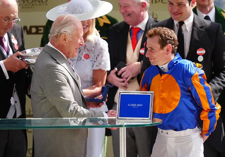 Royal-Ascot-2026-Day-One-Ascot-Racecourse-King-Charles-III-shakes-hands-with-winner-jockey-Ryan-Moore-after-the-King-Charles-III-Stakes-during-day-one-of-Royal-Ascot-at-Ascot-Racecourse-Berkshire-Picture-date-Tuesday-June-16-2026-Photo-credit-should-read-David-Davies-PA-Wire-RESTRICTIONS-Use-subject-to-restrictions-Editorial-use-only-no-commercial-use-without-prior-consent-from-rights-holder