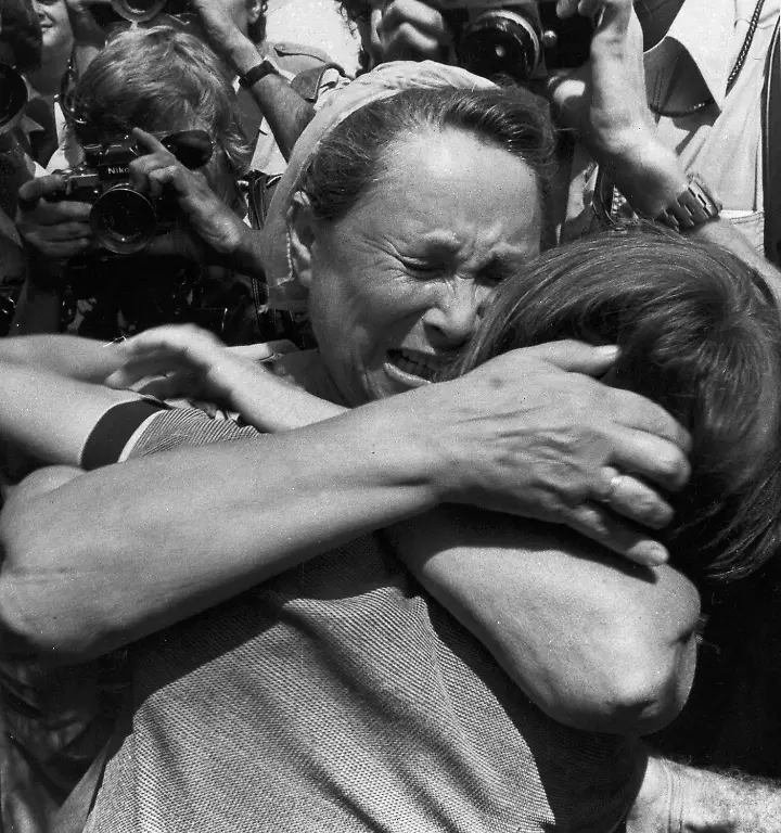 A-sobbing-woman-hugs-a-relative-after-returning-from-captivity-in-Uganda-July-4-1976-following-the-nighttime-raid-by-Israeli-paratroopers-which-freed-the-hostages-on-an-Air-France-plane-The-hijackers-were-killed-and-the-hostages-flown-to-Ben-Gurion-Airport-near-Tel-Aviv