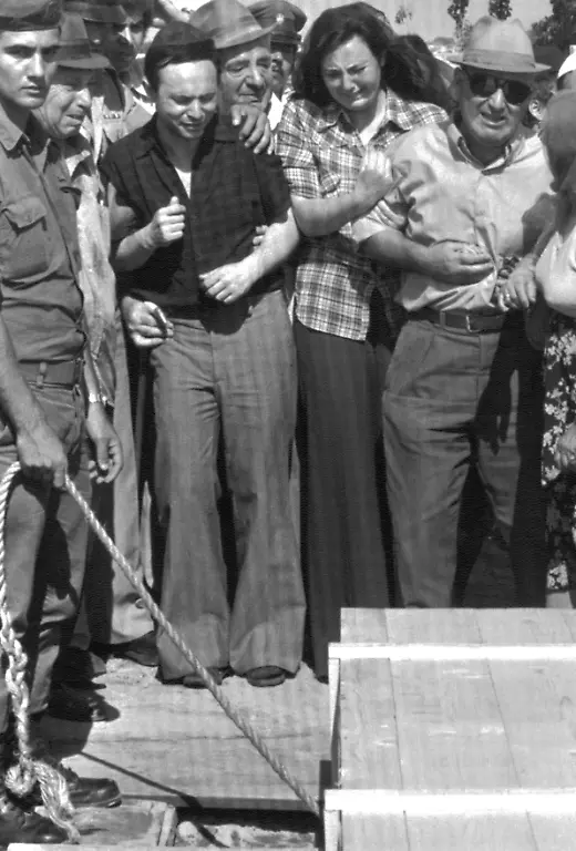 Grieving-relatives-attend-the-funeral-of-Ida-Morowicz-one-of-the-hostages-held-at-Entebbe-airport-in-Uganda-from-the-hijacked-Air-France-plane-on-July-6-1976-in-Tel-Aviv-Mrs-Morowicz-was-one-of-three-hostages-killed-when-Israeli-commandos-raided-the-airport-and-freed-over-100-other-hostages