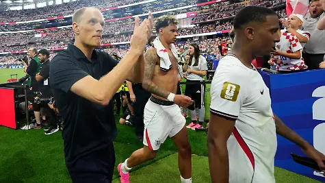 England-head-coach-Thomas-Tuchel-left-leaves-the-pitch-after-the-World-Cup-Group-L-soccer-match-between-England-and-Croatia-in-Arlington-Texas-near-Dallas-Wednesday-June-17-2026