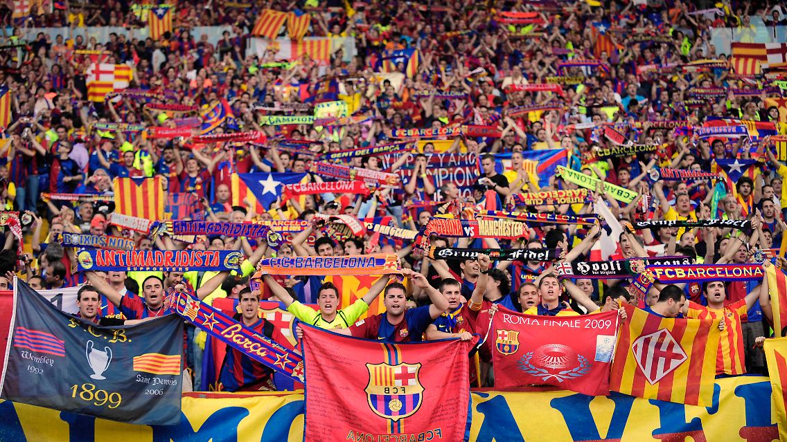 Es ist angerichtet: Fans des Fc Barcelona vor dem Anpfiff im Stadio Olimpico.