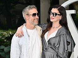 Adam Shulman Left And Anne Hathaway Attend The Louis Vuitton Cruise 2027 Collection Fashion Show At The Frick Collection On Wednesday May 20 2026 In New York