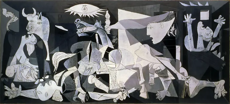 Pablo-Picasso-Spanish-School-Guernica-Oil-on-canvas-349-x-776-cm-Painted-for-the-1937-Paris-Exhibition-Madrid-Museo-Nacional-Reina-Sofia-If-you-want-to-use-our-images-of-Pablo-Picasso-s-works-you-have-to-ask-for-the-authorization-to-Picasso-Administration-8-rue-Volnay-75002-Paris-France-Tel-0033147036970-Fax-0033147036960-mail-info-picasso