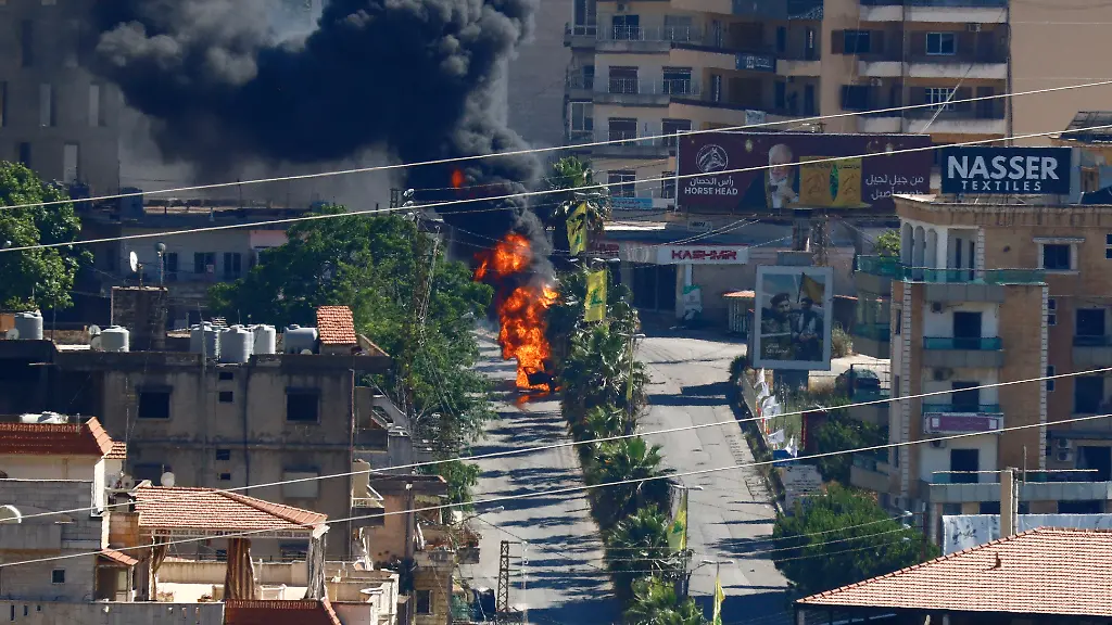 June-20-2026-Nabatieh-District-South-Lebanon-lebanon-An-Israeli-drone-carried-out-a-double-strike-on-a-vehicle-in-the-southern-Lebanese-city-of-Nabatieh-near-the-statue-of-inventor-Hassan-Kamel-Al-Sabbah-on-June-20-2026-The-attack-wounded-one-person-and-set-the-vehicle-ablaze-as-Israeli-strikes-continue-across-southern-Lebanon-despite-ongoing-ceasefire-efforts