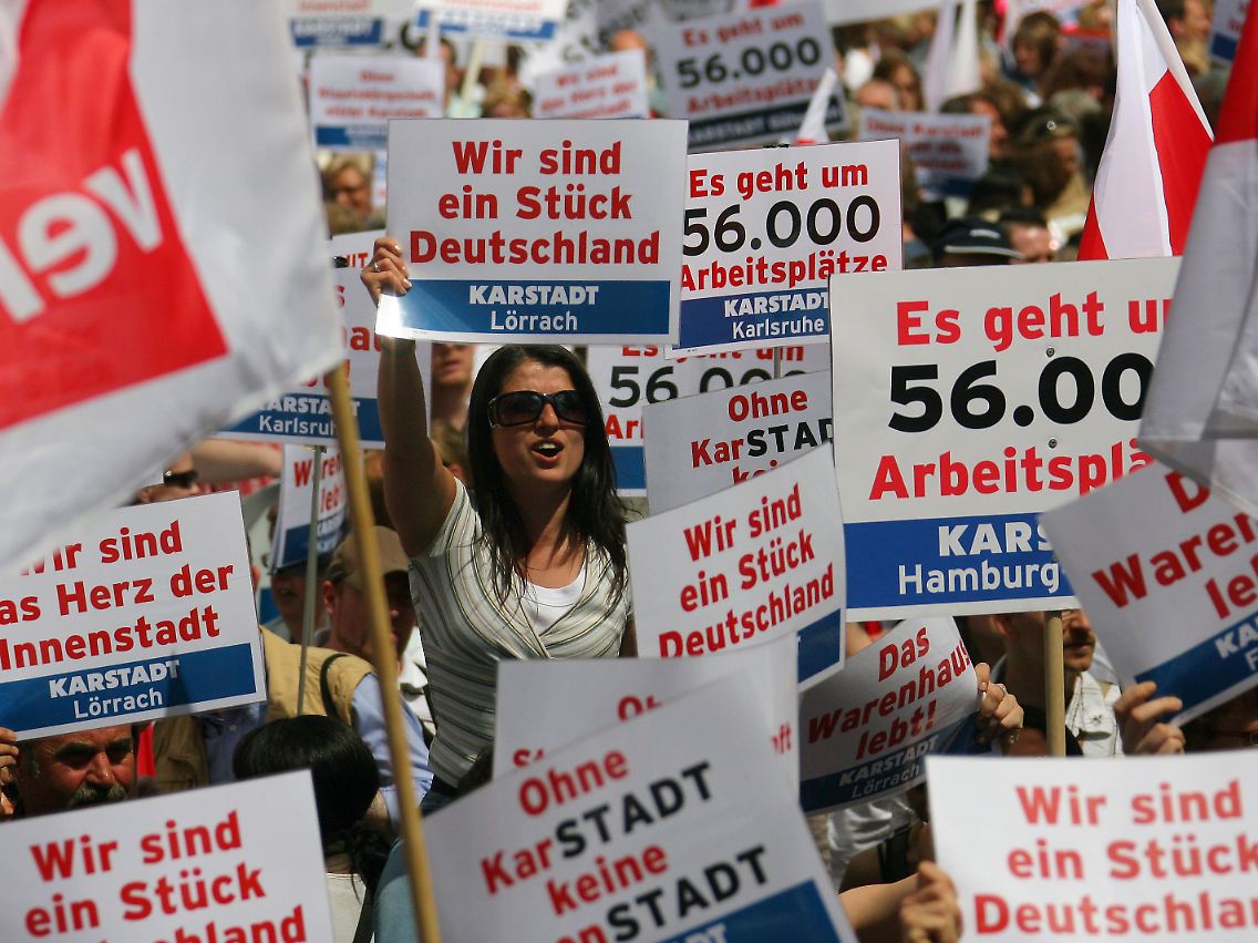 Warenhaus-Demo in Berlin: "Wir sind das Herz der Innenstadt".
