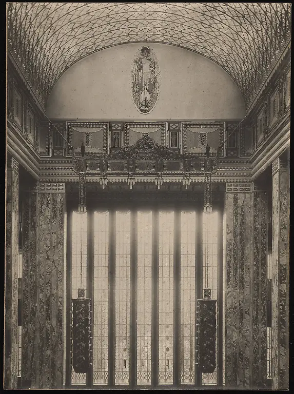 Olbrich-Joseph-Maria-1867-1908-Leonh-department-store-Tietz-Duesseldorf-1913-View-of-the-large-window-in-the-covered-atrium-of-the-Leonh-department-store-Tietz-in-Duesseldorf-Photo-on-cardboard-64-7-x-48