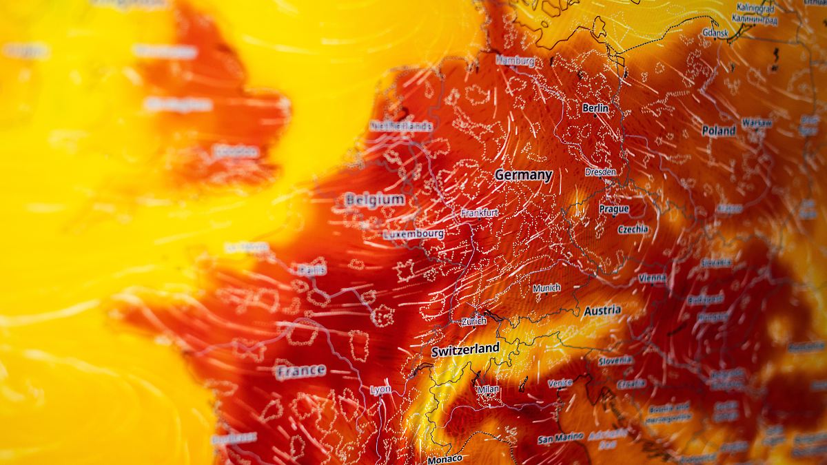 Wetterkarte mit extremer Hitze über Europa