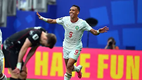 FIFA-World-Cup-WM-Weltmeisterschaft-Fussball-2026-Round-of-16-Canada-vs-Morocco-Soufiane-Rahimi-of-Morocco-celebrates-scoring-the-3-0-during-the-FIFA-World-Cup-2026-Round-of-16-match-Canada-against-Morocco-in-Houston-USA-04-July-2026