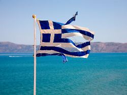 Greek Flag In Kissamos Crete Greece