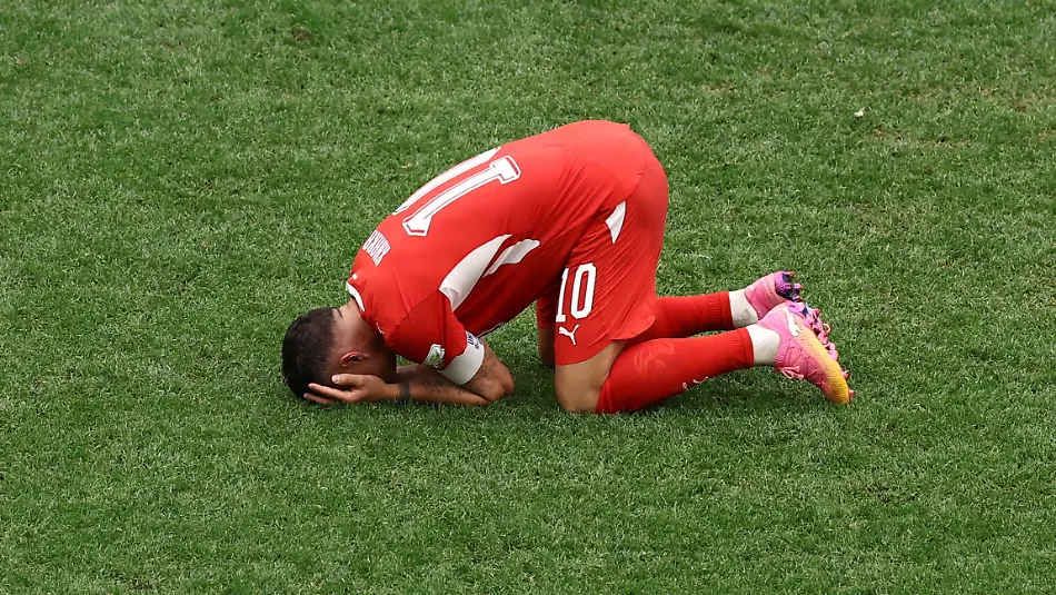 Soccer-Football-FIFA-World-Cup-2026-Round-of-16-Switzerland-v-Colombia-BC-Place-Vancouver-Canada-July-7-2026-Switzerland-s-Granit-Xhaka-reacts-after-the-match-as-Switzerland-qualify-for-the-quarter-finals-of-the-World-Cup-REUTERS-Lee-Smith