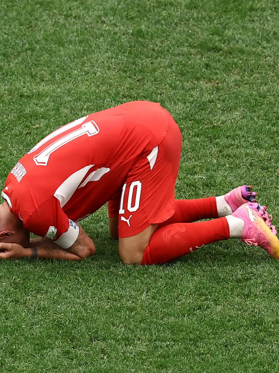 Soccer-Football-FIFA-World-Cup-2026-Round-of-16-Switzerland-v-Colombia-BC-Place-Vancouver-Canada-July-7-2026-Switzerland-s-Granit-Xhaka-reacts-after-the-match-as-Switzerland-qualify-for-the-quarter-finals-of-the-World-Cup-REUTERS-Lee-Smith
