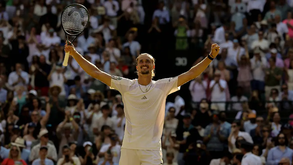260709-LONDON-July-9-2026-Alexander-Zverev-of-Germany-celebrates-after-winning-the-men-s-singles-quarterfinal-match-against-Taylor-Fritz-of-the-United-States-at-the-Wimbledon-Tennis-Championships-in-London-Britain-on-July-8-2026
