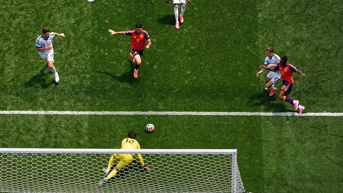 Fussball-Maenner-WM-2026-Spanien-Belgien-Viertelfinale-Los-Angeles-Stadion-in-Inglewood-Der-Spanier-Mikel-Merino-M-erzielt-das-Tor-zum-2-1