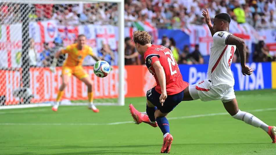 Norway-forward-Andreas-Schjelderup-21-scores-a-goal-in-the-first-half-during-the-FIFA-World-Cup-2026-Quarterfinals-match-between-Norway-and-England-at-Miami-Stadium-on-July-11-2026-in-Miami-Florida