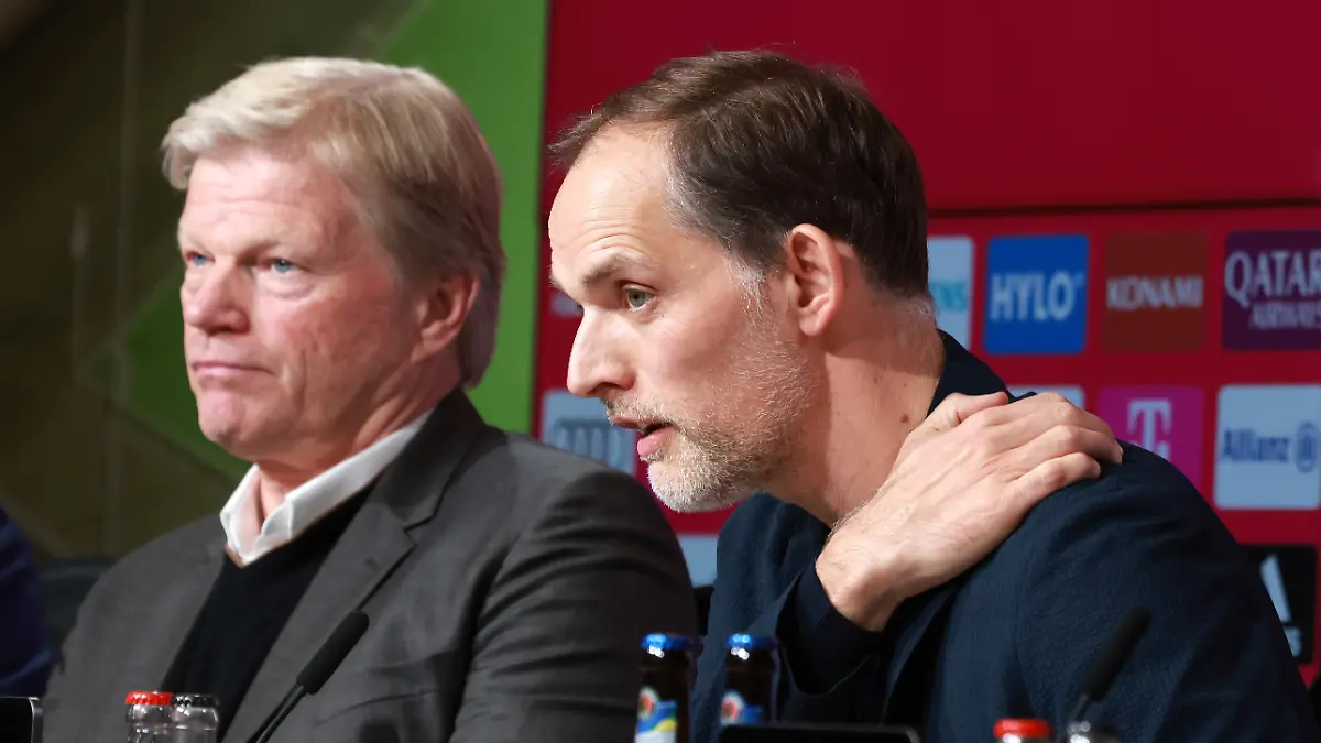 v-l-Vorstands-Vorsitzender-Oliver-Kahn-Neuer-Trainer-Thomas-Tuchel-Pressekonferenz-Vorstellung-Portraet-Portrait-Fussball-1-BL-FC-Bayern-Muenchen-25-03