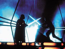1980 LUCASFILM Star Wars Episode V The Empire Strikes Back PICTURED DAVID PROWSE As Darth Vader And MARK HAMILL As Luke Skywalker Date 01 06 1980