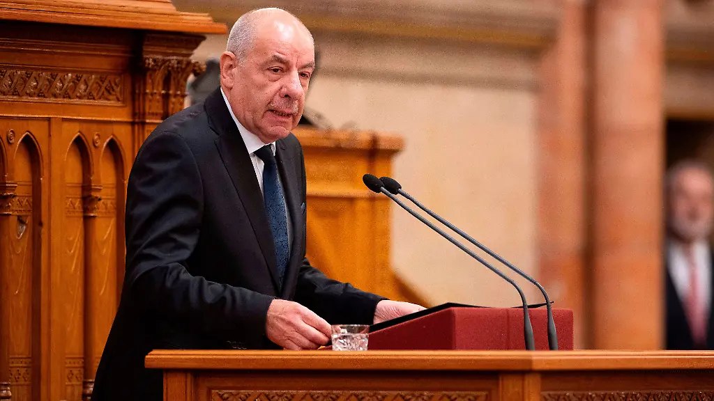Hungarian-President-Tamas-Sulyok-delivers-a-speech-before-the-inauguration-ceremony-of-Prime-Minister-Peter-Magyar-at-the-Parliament-in-Budapest-Hungary-Saturday-May-9-2026