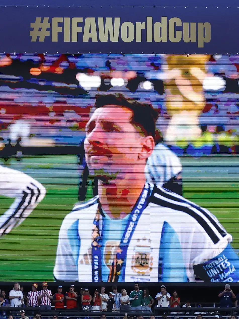FIFA-World-Cup-WM-Weltmeisterschaft-Fussball-2026-final-Spain-vs-Argentina-Lionel-Messi-of-Argentina-is-seen-on-a-screen-after-their-defeat-in-the-FIFA-World-Cup-2026-final-match-Spain-against-Argentina-in-New-Jersey-USA-19-July-2026