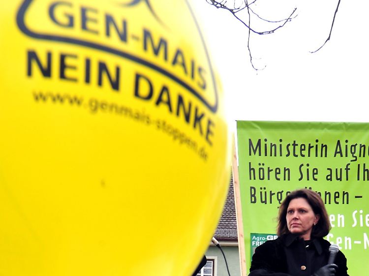 Agrarministerin Aigner auf einer Protestaktion von Umweltschützern im Februar vor Kloster Andechs.