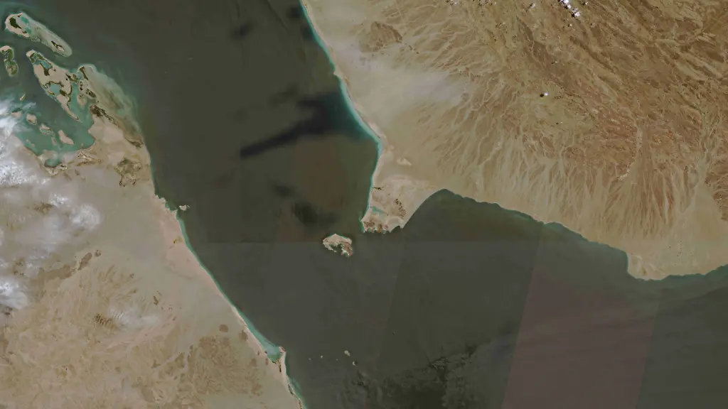 Blick-auf-die-Meerenge-Bab-al-Mandab-mit-der-Einfahrt-ins-Rote-Meer-Die-Kueste-des-Jemen-liegt-im-Bild-rechts-oben-die-afrikanische-Seite-mit-der-Kueste-Athiopiens-und-Eritreas-in-der-linken-Bildhaelfte-Satellitenbilder-aus-dem-europaeischen-Erdbeobachtungsprogramm-Copernicus-Sentinel-2-aufgenommen-am-18-Juli-2026