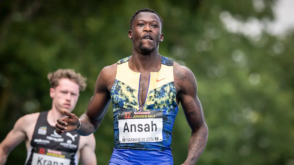 MANNHEIM-GERMANY-JUNE-14-2026-Owen-Ansah-GER-HSV-Hamburg-Hamburg-competing-in-the-mens-100m-during-the-Elite-Meeting-at-Michael-Hoffmann-Stadion-on-June-14-2026-in-Mannheim-Germany
