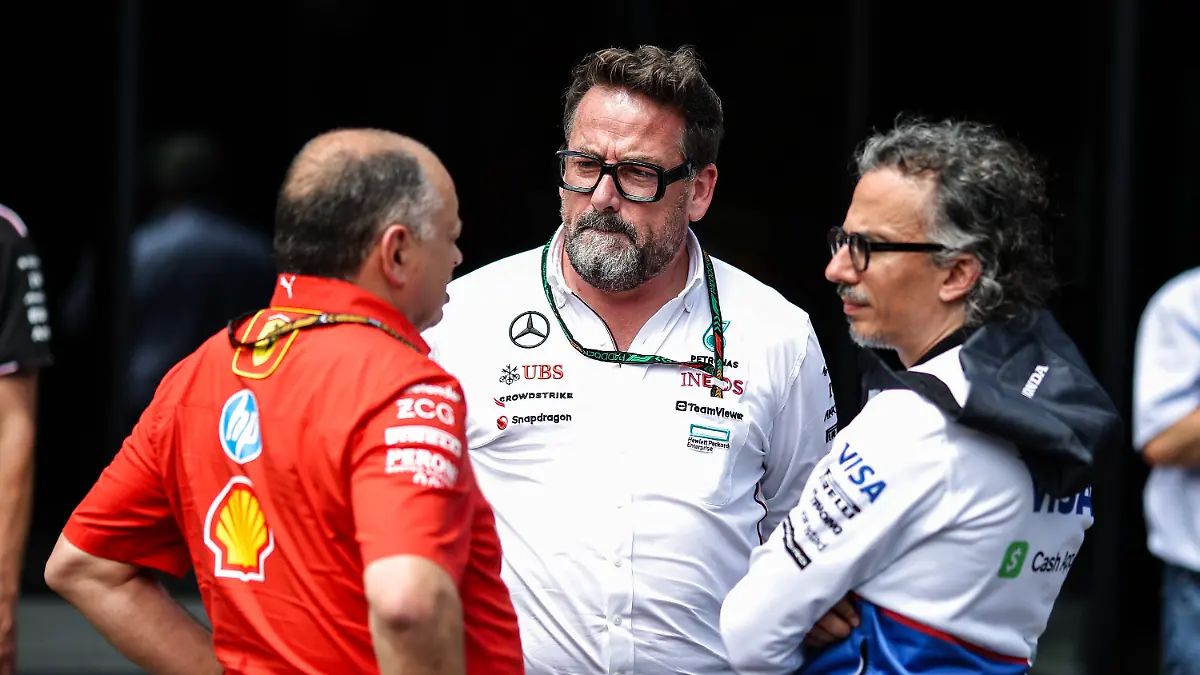 Frederic-Vasseur-FRA-Scuderia-Ferrari-Gwen-Lagrue-FRA-Mercedes-AMG-Petronas-F1-Team-Laurent-Mekies-FRA-Visa-Cash-App-RB-Formula-One-Team-F1-Grand-Prix-of-Austria-at-Red-Bull-Ring-on-June-27-2024-in-Spielberg-Austria