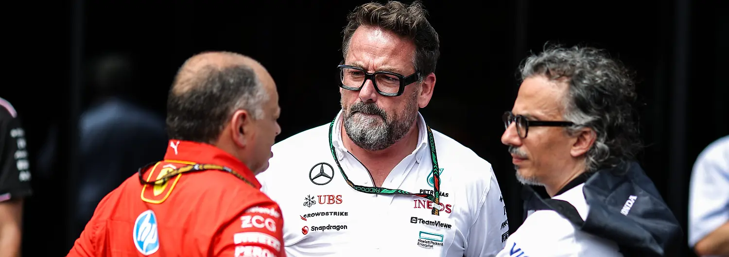 Frederic-Vasseur-FRA-Scuderia-Ferrari-Gwen-Lagrue-FRA-Mercedes-AMG-Petronas-F1-Team-Laurent-Mekies-FRA-Visa-Cash-App-RB-Formula-One-Team-F1-Grand-Prix-of-Austria-at-Red-Bull-Ring-on-June-27-2024-in-Spielberg-Austria