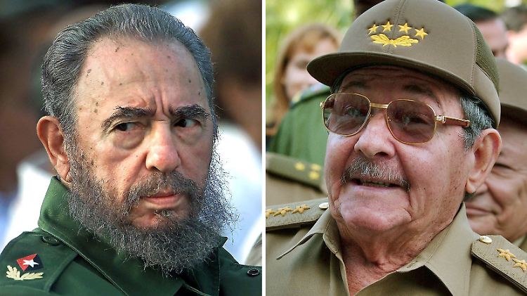 Fidel Castro (l) wird seinem Bruder Raúl das Amt des Parteichefs überlassen.