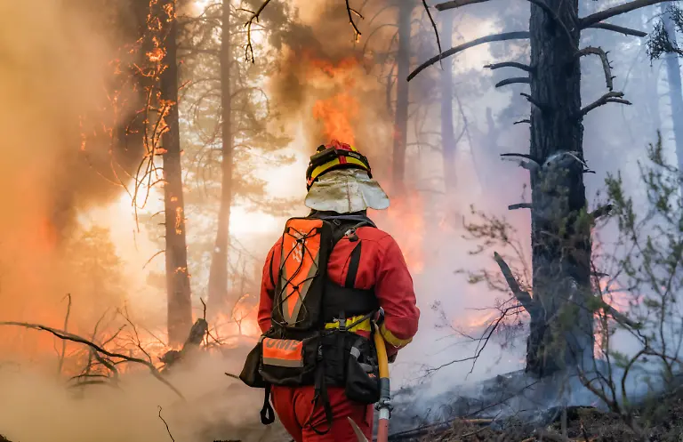 This-handout-photo-released-on-July-21-2026-and-taken-on-July-23-2026-by-Spain-s-Military-Emergencies-Unit-UME-shows-UME-personnel-fighting-a-wildfire-in-La-Mierla-area-near-Guadalajara-about-100-kilometers-north-of-Madrid-A-wildfire-that-broke-out-on-July-16-in-La-Mierla-area-near-Guadalajar-has-devastated-more-than-32-000-hectares-and-caused-the-evacuation-of-several-hundred-people
