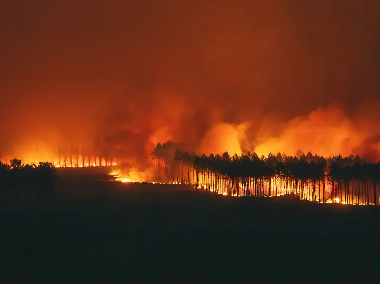 A-forest-fire-broke-out-on-Wednesday-July-22-around-noon-in-the-Saumos-Forest-in-the-area-known-as-L-Esquirot-The-fire-was-extremely-intense-and-is-spreading-rapidly-due-to-very-unfavorable-weather-conditions-and-has-reached-the-town-of-Le-Porge-on-July-22-2026-Photo-by-Clement-Viala-infobassin-com-ABACAPRESS