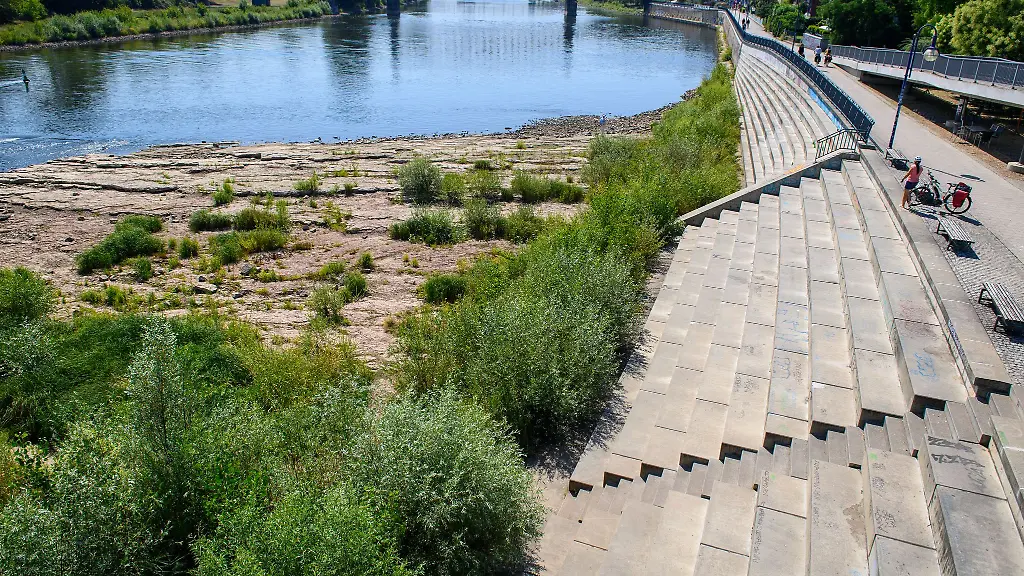 Extremes-Niedrigwasser-der-Elbe-in-Magdeburg