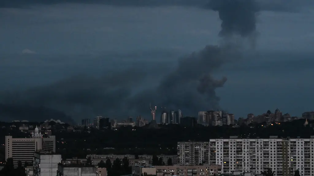 Smoke-rises-over-the-city-following-a-massive-combined-Russian-attack-Kyiv-Ukraine-on-July-6-2026-Russian-forces-launched-a-large-scale-attack-on-the-capital-using-ballistic-and-cruise-missiles-as-well-as-attack-drones-causing-destruction-to-apartment-buildings-and-civilian-infrastructure-across-several-districts-of-the-city-The-Podilskyi-district-suffered-the-most-severe-damage