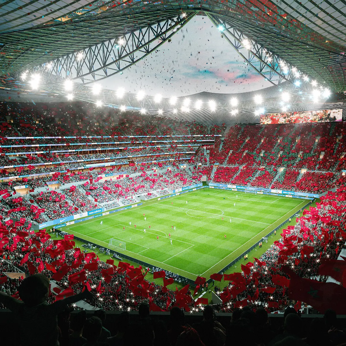 Newly-released-images-offer-a-first-glimpse-of-what-will-be-the-largest-football-stadium-in-the-world-when-it-hosts-the-2030-FIFA-World-Cup-Final-The-spectacular-Grand-Stade-Hassan-II-in-Casablanca-Morocco-is-set-to-have-a-capacity-of-115-000-larger-than-the-current-record-holder-North-Koreas-114-000-Rungrado-1st-of-May-Stadium-Designed-by-Paris-based-architects-Oualalou-Choi-in-collaboration-with-global-sports-design-leaders-Populous-the-stadium-is-poised-to-be-a-landmark-in-both-architecture-and-sport-Christopher-Lee-Managing-Director-at-Populous-for-the-EMEA-region-said-We-are-very-proud-to-work-alongside-our-partners-Oualalou-Choi-on-this-incredible-project-The-Grand-Stade-Hassan-II-will-be-a-truly-iconic-landmark-venue-for-Morocco-and-for-football-itself-that-will-become-one-of-the-great-stadia-of-the-world-The-Grand-Stade-Hassan-II-is-designed-to-host-the-final-of-the-2030-tournament-after-Morocco-was-named-as-a-joint-host-for-the-tournament-alongside-Spain-and-Portugal-Additionally-the-stadium-will-serve-as-the-home-ground-for-two-local-football-clubs-The-design-of-the-stadium-takes-inspiration-from-the-traditional-Moroccan-social-gathering-known-as-a-moussem-The-stadiums-structure-is-set-beneath-a-grand-tented-roof-creating-a-striking-visual-impact-within-the-surrounding-forested-landscape-Tarik-Oualalou-Design-Principal-and-founding-partner-at-Oualalou-Choi-and-Lead-Architect-for-the-project-added-The-Grand-Stade-Hassan-II-is-deeply-rooted-in-Moroccan-culture-with-its-traditions-and-contemporary-expressions-It-is-rooted-in-ancient-and-primordial-figures-the-moussem-the-tent-and-the-garden-as-well-as-the-topography-and-landscapes-of-Morocco-At-each-end-of-the-immense-stadium-bowl-three-steep-compact-tiers-are-designed-to-ensure-a-vibrant-and-electrifying-atmosphere-These-sections-alone-will-accommodate-29-500-general-admission-spectators-at-each-end-of-the-stadium