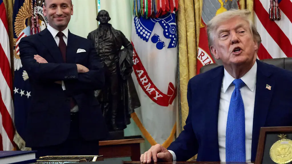 U-S-President-Donald-Trump-with-White-House-Deputy-Chief-of-Staff-Stephen-Miller-speaks-during-an-event-to-sign-executive-orders-related-to-birthright-citizenship-and-the-polysilicon-industry-in-the-Oval-Office-at-the-White-House-in-Washington-D-C-U-S-August-6-2026
