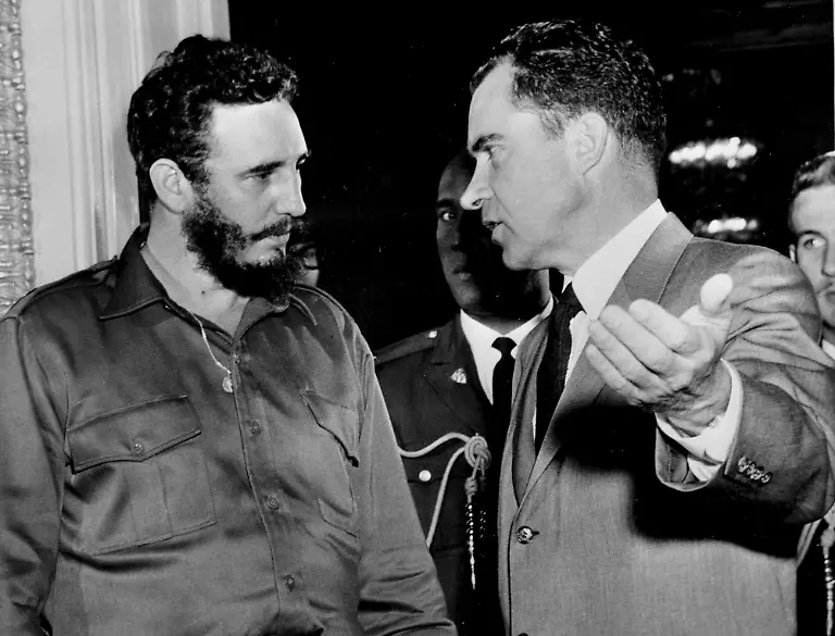 April-19th-1959-Cuban-leader-Fidel-Castro-left-meets-Vice-President-Richard-Nixon-at-the-Capitol-Washington-USA