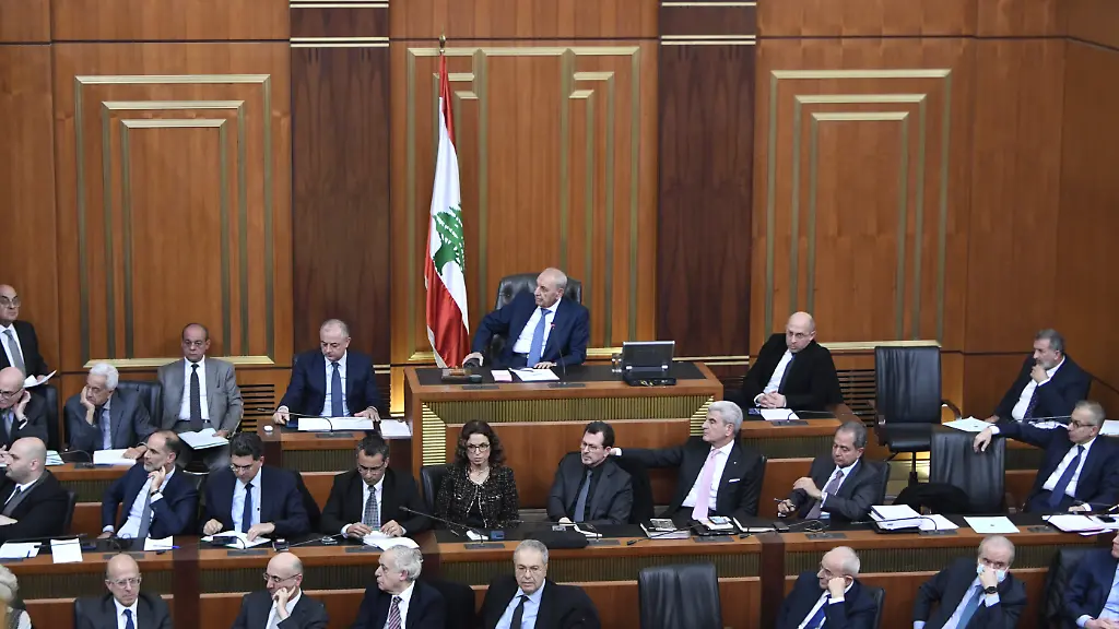 BEIRUT-LEBANON-FEBRUARY-26-Lebanese-Parliament-Speaker-Nabih-Berri-attends-a-parliamentary-session-in-Beirut-Lebanon-on-February-26-2025-The-Lebanese-Parliament-held-a-session-to-discuss-and-vote-on-the-confidence-of-Prime-Minister-Nawaf-Salam-s-newly-formed-government-Following-discussions-over-two-days-the-government-secured-the-confidence-vote-with-the-majority-of-lawmakers-support
