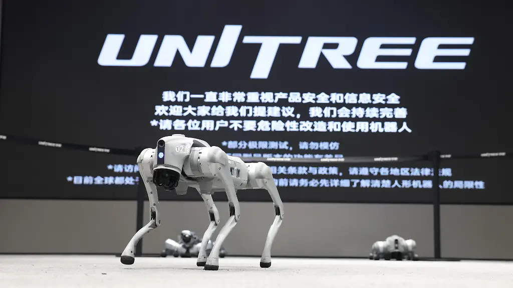 CHINESE-MAINLAND-HONG-KONG-MACAU-AND-TAIWAN-OUT-A-robot-dog-is-displayed-at-a-Unitree-Robotics-store-in-Beijing-Aug-10-2026-Unitree-Robotics-officially-opened-its-subscription-on-the-STAR-Market-on-the-same-day-with-an-issue-price-of-150-80-yuan-per-share-corresponding-to-an-estimated-market-value-of-60-99-billion-yuan-and-total-fundraising-of-6-099-billion-yuan