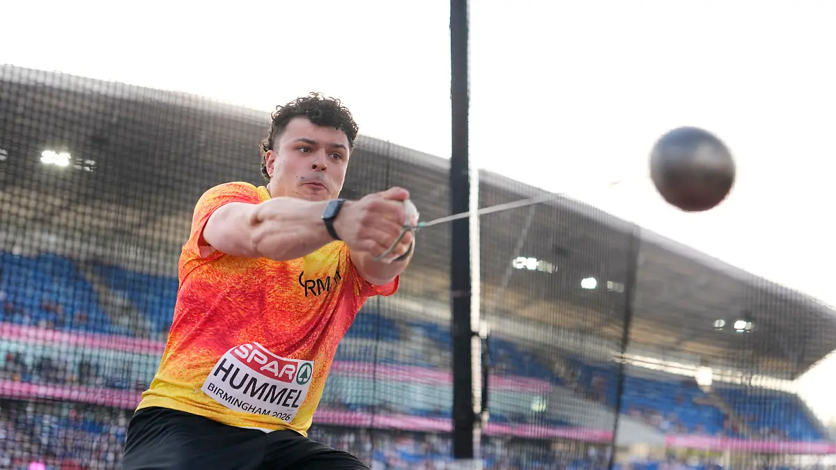 Leichtathletik-Europameisterschaft-Maenner-Hammerwurf-Finale-Merlin-Hummel-Deutschland-in-Aktion