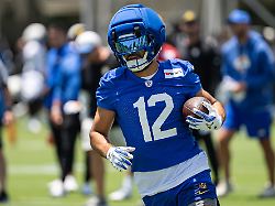Los Angeles Rams Wide Receiver Puka Nacua 12 During Organized Team Activities Monday June 8 2026 At Rams Village At The Warner Center In Woodland Hills CA