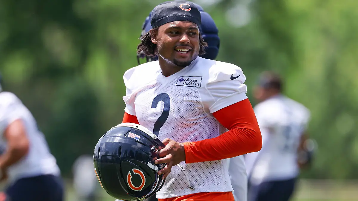 Chicago-Bears-defensive-back-Coby-Bryant-holds-his-helmet-and-walks-down-field-during-practice-at-Halas-Hall-in-Lake-Forest-Illinois-on-June-10-2026-Bryant-wearing-No-2-participated-in-the-Bears-organized-team-activities-as-the-franchise-prepares-for-the-upcoming-National-Football-League-NFL-season