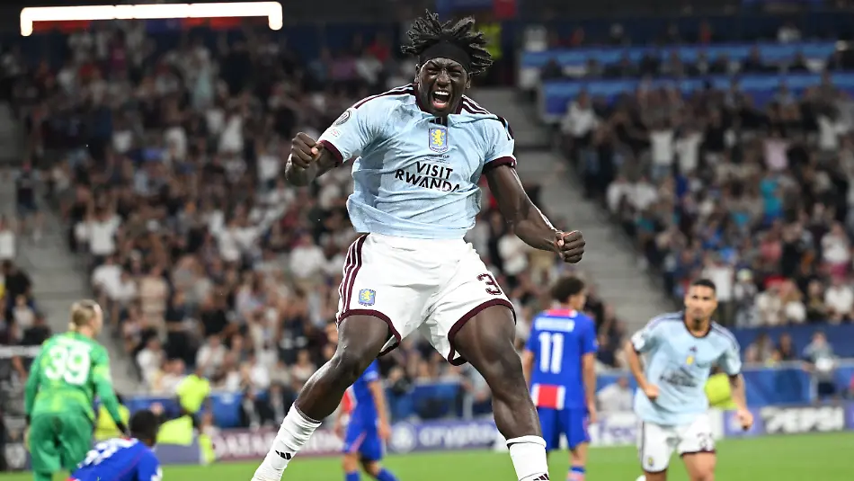 Soccer-Football-UEFA-Super-Cup-Paris-St-Germain-v-Aston-Villa-Stadion-Salzburg-Salzburg-Austria-August-12-2026-Aston-Villa-s-Brian-Madjo-celebrates-scoring-their-first-goal-REUTERS-Angelika-Warmuth