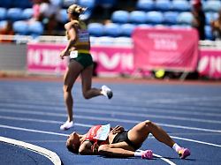Athletics European Athletics Championships Alexander Stadium Birmingham Britain August 13 2026 Switzerland S Audrey Werro Reacts After Falling During The Women S 800m Semi Final 1 REUTERS Dylan Martinez
