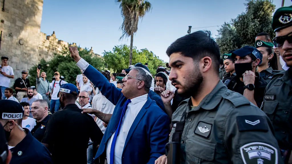 May-14-2026-Jerusalem-Israel-Israeli-Minister-of-National-security-Itamar-Ben-Gvir-waves-at-supporters-outside-Damascus-gate-In-Jerusalem-Israeli-nationalists-many-of-them-teenagers-and-young-adults-swept-through-the-narrow-streets-of-Jerusalem-s-Old-City-during-the-annual-Jerusalem-Day-march-chanting-Death-to-Arabs-and-May-your-villages-burn-as-tens-of-thousands-paraded-to-celebrate-what-Israeli-authorities-call-the-reunification-of-Jerusalem-following-Israel-s-capture-and-annexation-of-east-Jerusalem-in-the-1967-Arab-Israeli-war-while-many-Palestinian-residents-remained-barricaded-indoors-and-shopkeepers-were-forced-ostensibly-for-their-own-protection-to-close-their-businesses