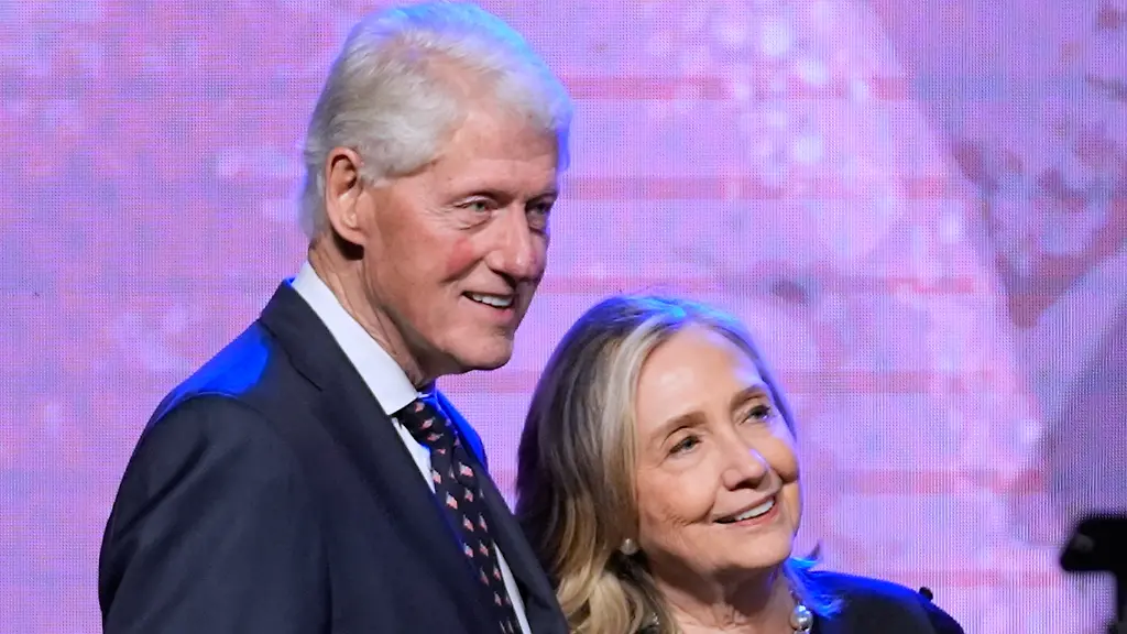 FILE-Former-President-Bill-Clinton-left-and-former-Secretary-of-State-Hillary-Clinton-listen-as-Vice-President-Kamala-Harris-delivers-a-eulogy-for-U-S-Rep-Sheila-Jackson-Lee-Aug-1-2024-in-Houston