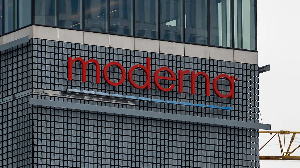 The-Moderna-logo-is-seen-at-the-high-street-in-Warsaw-The-country-is-expected-to-experience-about-3-economic-growth-in-2024-driven-to-large-extend-by-public-consumption