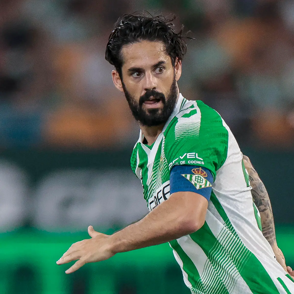 Francisco-Roman-Alarcon-Isco-of-Real-Betis-in-action-during-the-Pre-Season-Friendly-match-between-Real-Betis-and-AFC-Bournemouth-at-La-Cartuja-Stadium-on-August-08-2026-in-Seville-Spain