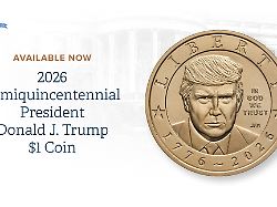 Präsident mit finsterem Blick: Goldener Trump-Dollar kommt in Umlauf